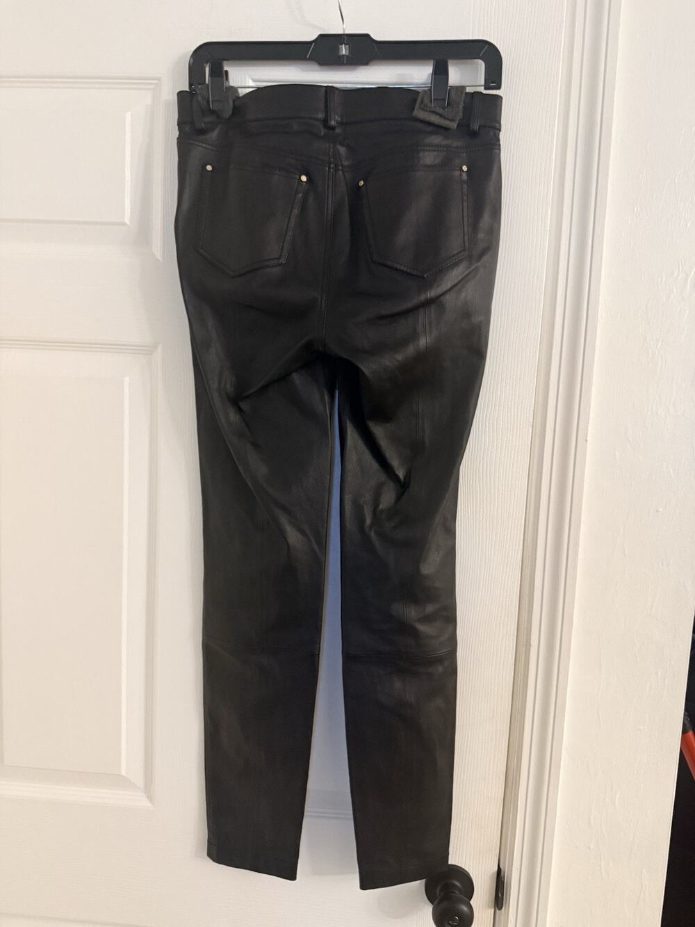 Lafayette 148 New York Mercer Leather Pants Black Skinny Mid Rise Jeans Size 0